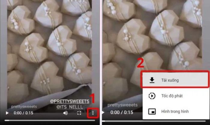 Chọn vào Tải xuống để lưu video story Instagram về máy