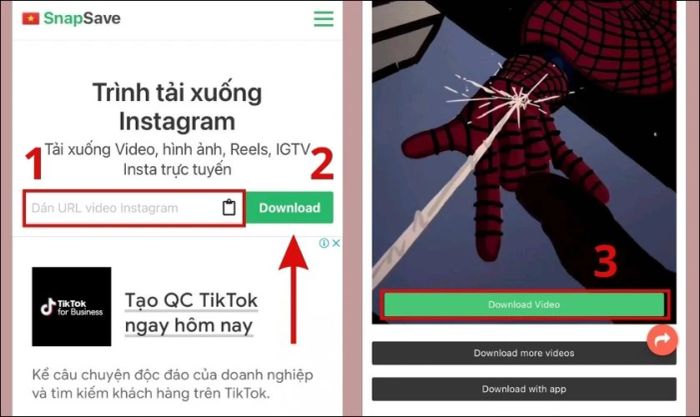 tải video từ Instagram qua SnapSave