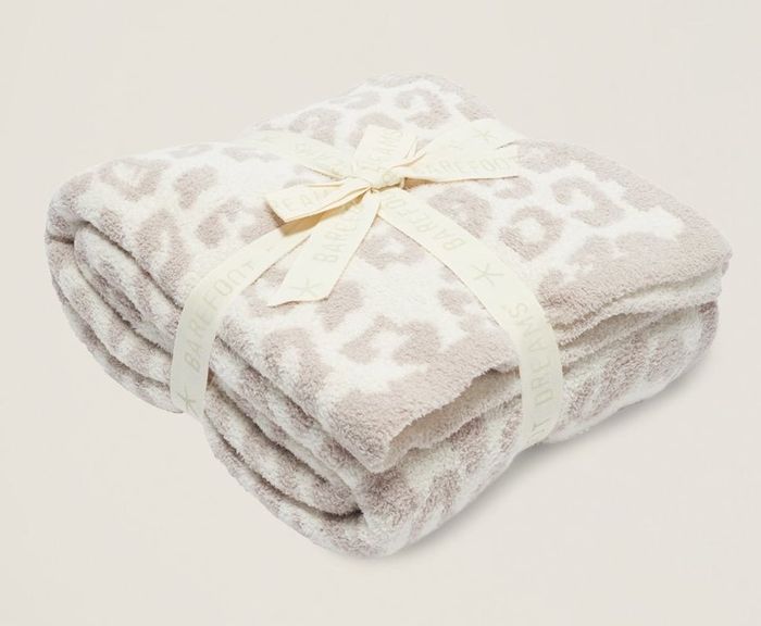 The cheetah-print blanket, tied up with a cute bow