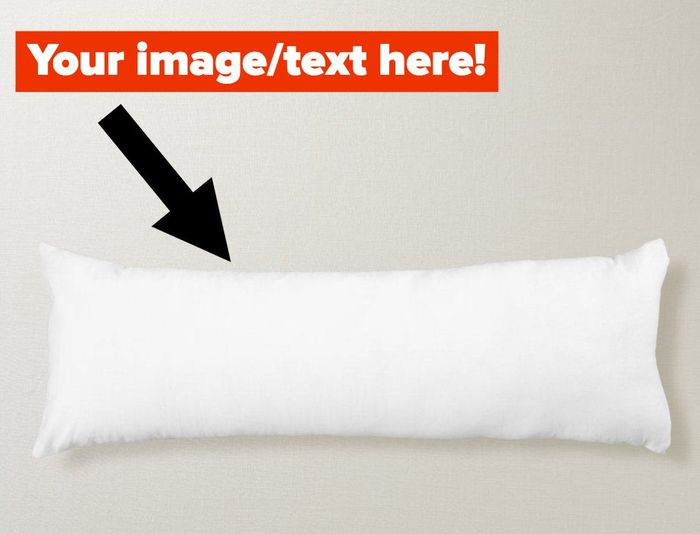 Image of a white custom body pillow with personalized text