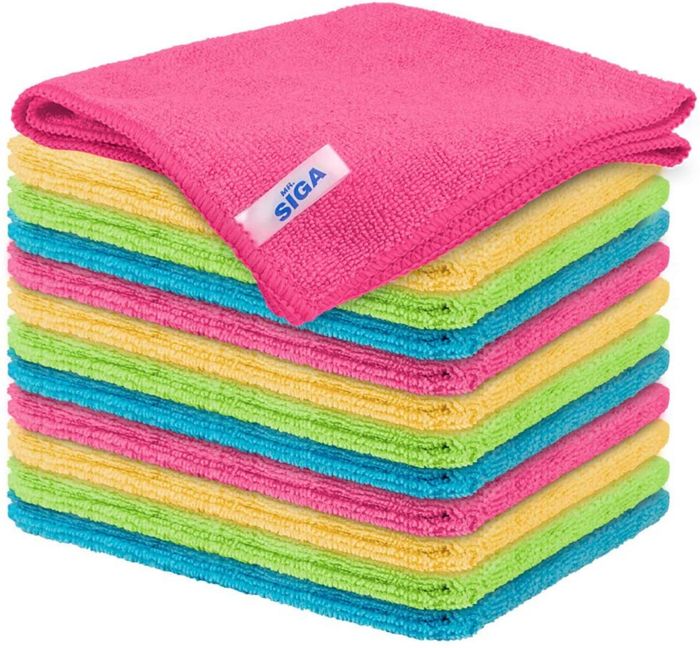 A collection of multicolored towels designed for cleaning purposes.