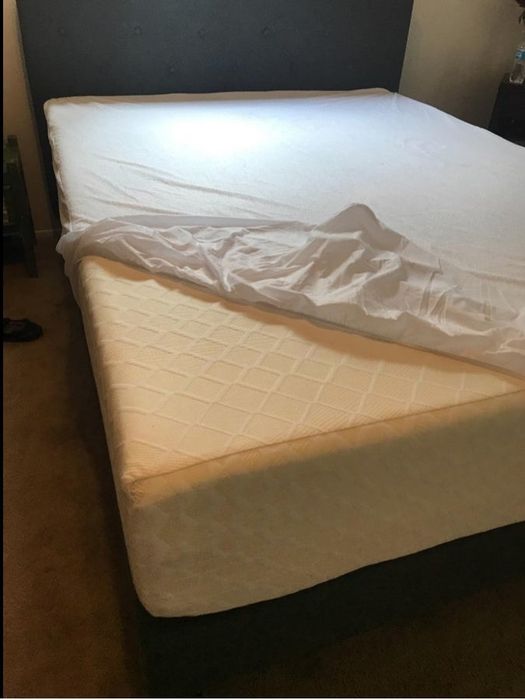 A queen-sized mattress in the home of a reviewer.