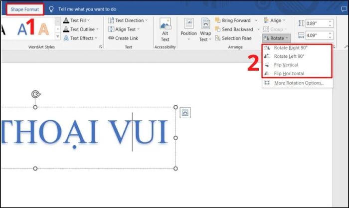 cách xoay chữ ngang trong Word