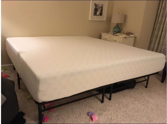 A mattress shown in the home of a satisfied customer.