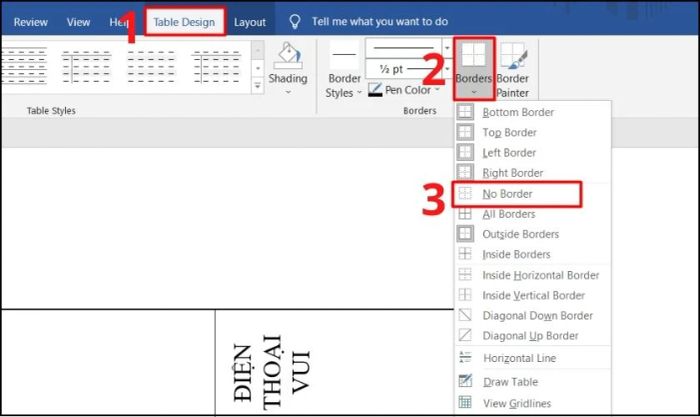 Thay đổi hướng chữ trong bảng