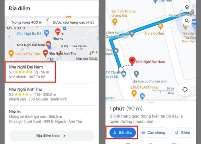 Đi theo chỉ dẫn trên Google