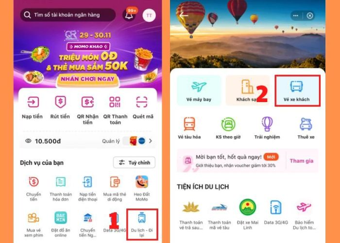 Cách đặt vé xe Phương Trang trực tuyến qua MoMo