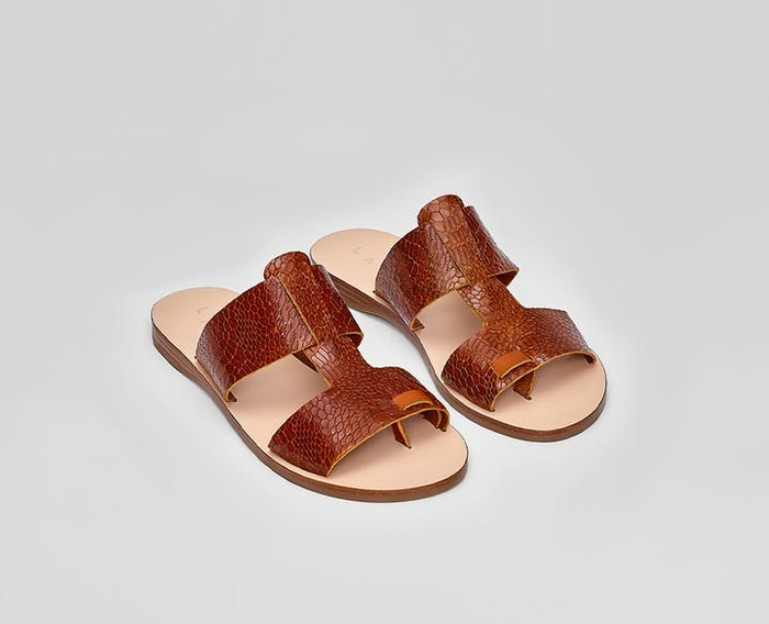 The shoes in rich dark brown leather.