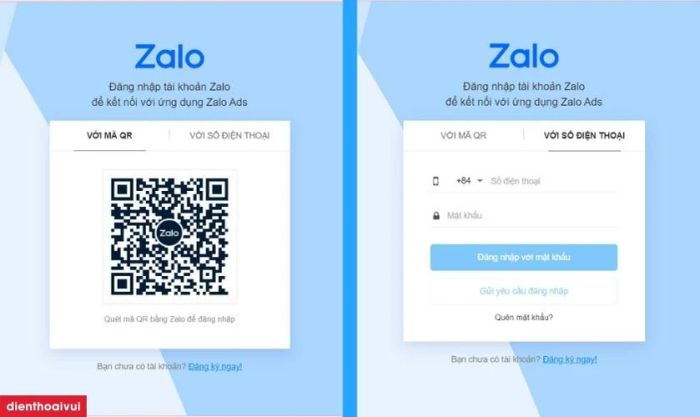 Đăng nhập vào Zalo Ads