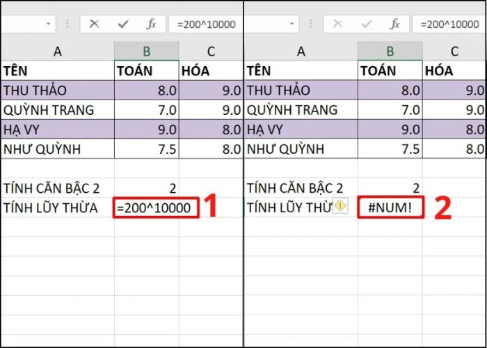 lỗi do giá trị quá lớn
