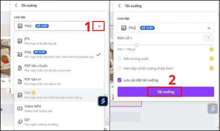 chọn loại tệp phù hợp