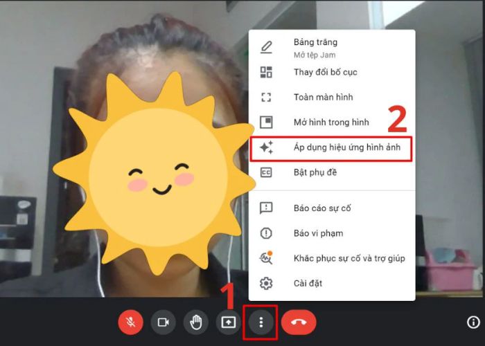 Cách sử dụng filter trên Google Meet qua máy tính