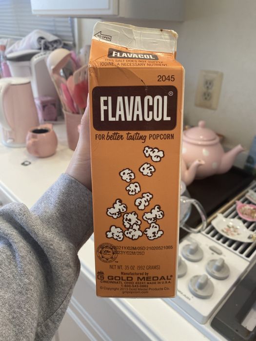 A box of Flavacol popcorn salt.