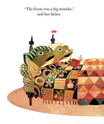 In bed, the frog parents discuss the drum, with the father admitting that it was a major mistake.