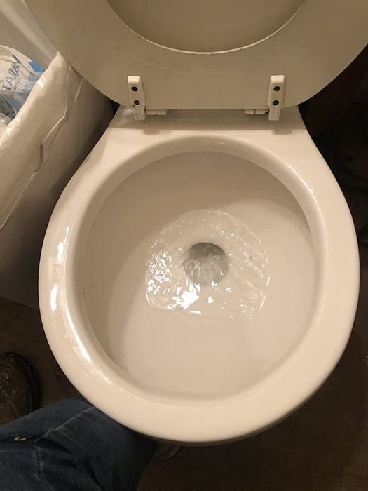 A reviewer's toilet bowl after using the pumice stone