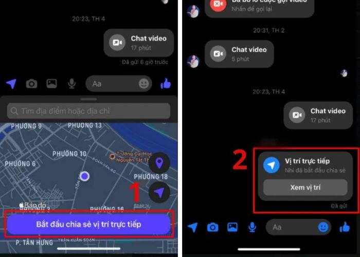 Chia sẻ vị trí trực tiếp qua Messenger trên iPhone