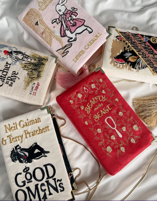 Alice in Wonderland, Beauty and the Beast, Good Omens book-inspired clutches