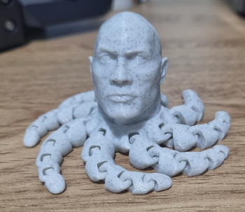 A grey Dwayne 'The Rock' Johnson/octopus fidget spinner.