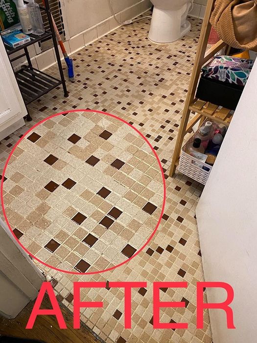 After using grout cleaner on the reviewer's bathroom tiles.
