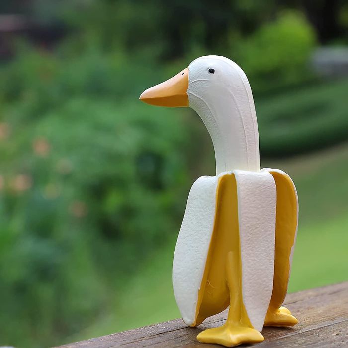 A duck-shaped banana sculpture