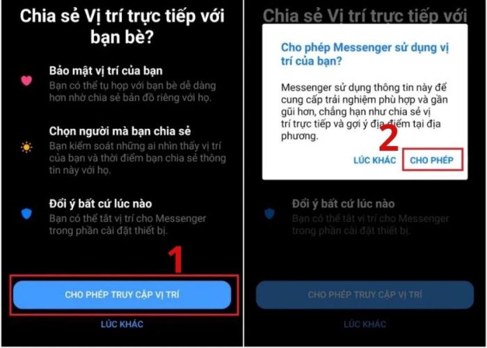 Cách chia sẻ vị trí trên Messenger Android