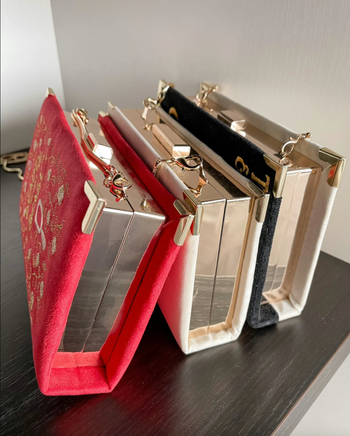 side view of clutch bags