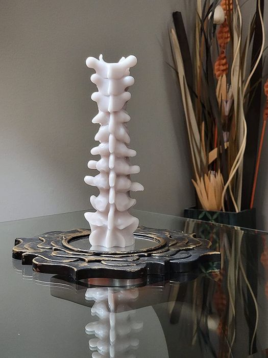 A spine-shaped candle.