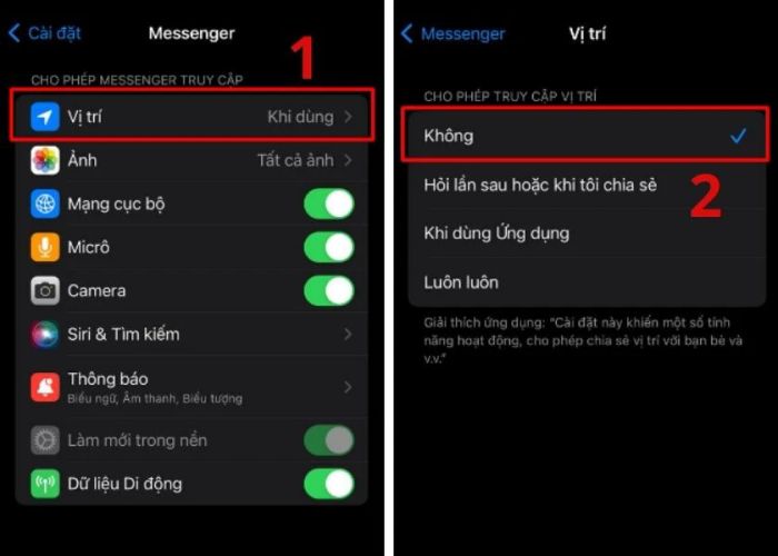 chia sẻ định vị messenger