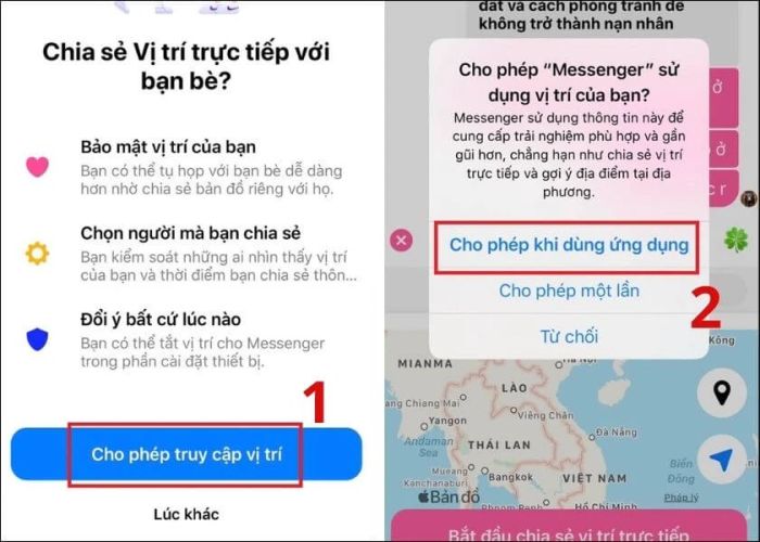 Chia sẻ vị trí qua Messenger trên iPhone