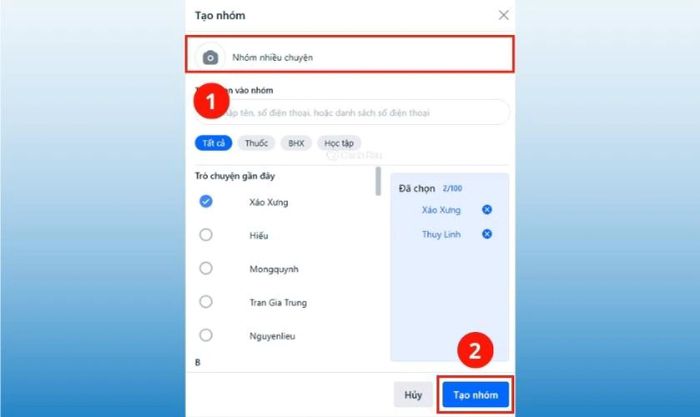 Tạo nhóm Zalo trên máy tính – Phiên bản 2