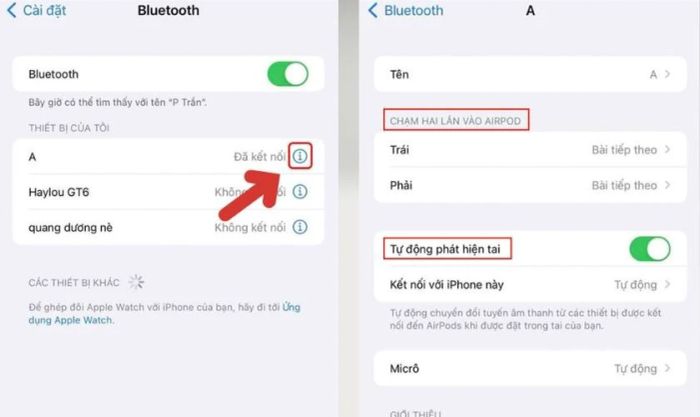 Phân biệt AirPods thật trong Cài đặt