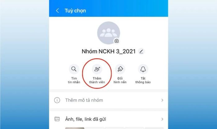Thêm thành viên vào nhóm Zalo - Cách 1.