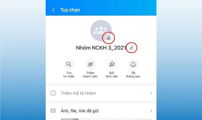 Cập nhật ảnh đại diện cho nhóm Zalo.