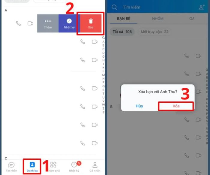 Xóa bạn Zalo trên iPhone