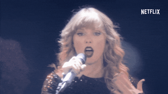 A gif of Taylor Swift performing on the Reputation Stadium Tour.