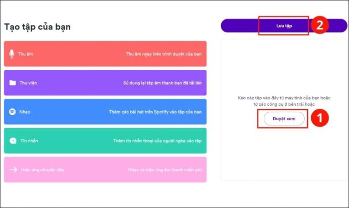 Tải lên file ghi âm của bạn