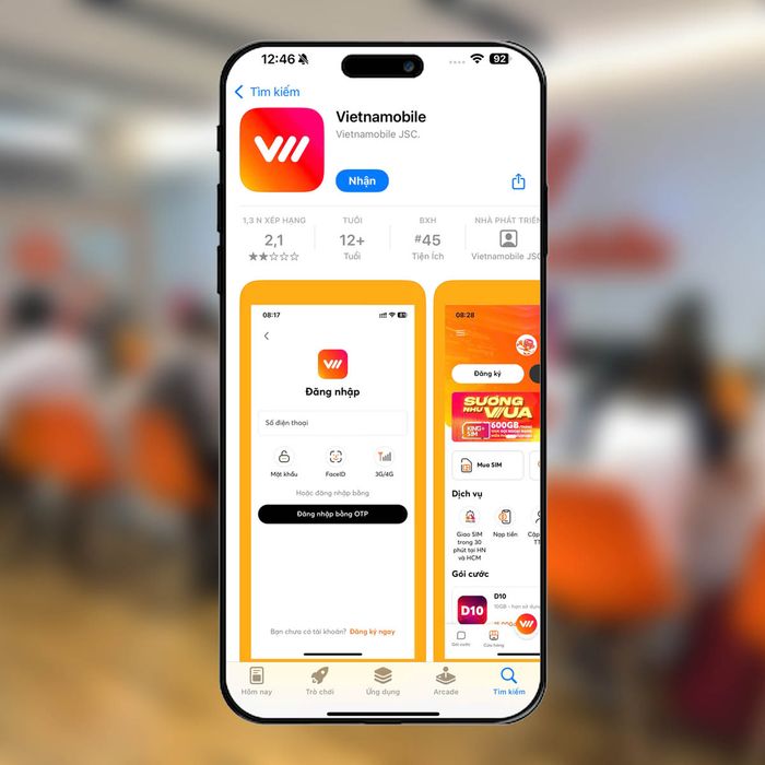 Bước 1: Tải xuống và khởi chạy ứng dụng Vietnam Mobile trên thiết bị của bạn