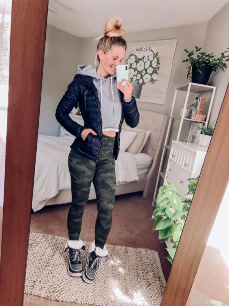 A customer review showing them sporting the camo leggings.