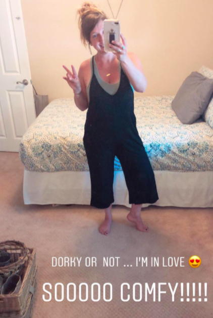 A customer review featuring them in the jumpsuit.