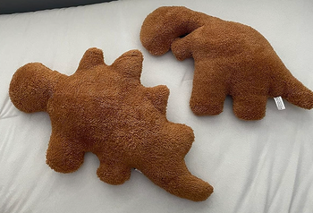 Two nugget pillows captured in a photo by the reviewer, showcasing their fun and unique design.