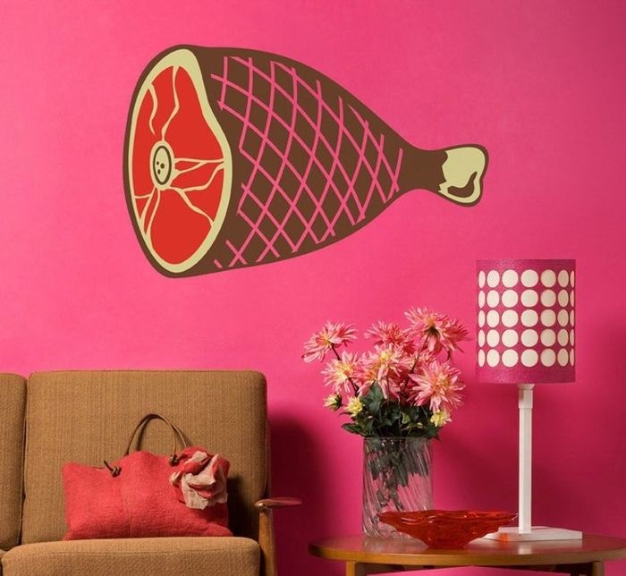 Ham leg wall decal displayed in a living room.