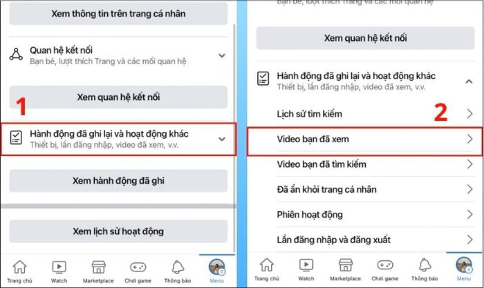 Chọn video đã xem để tiếp tục
