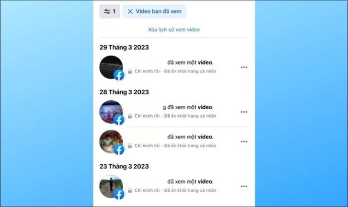 Các video đã xem trên Facebook Watch đã được hiển thị