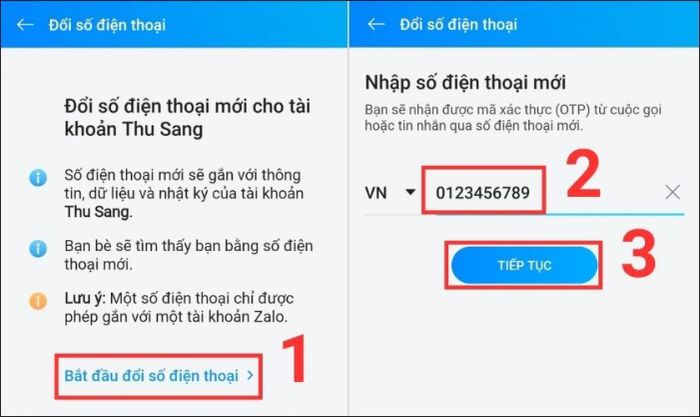 Thay đổi số điện thoại để khôi phục quyền truy cập vào Zalo