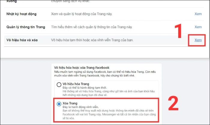 Hướng dẫn gỡ bỏ fanpage Facebook vĩnh viễn trên máy tính