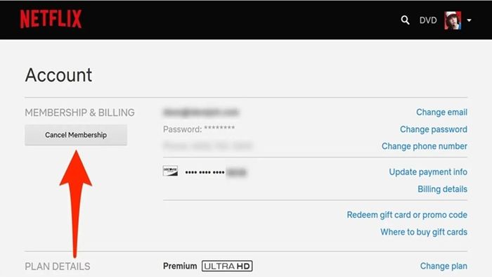 Cách xóa tài khoản Netflix của bạn trên trang web