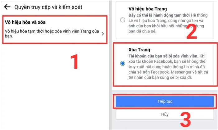 Hướng dẫn xóa trang Facebook vĩnh viễn trên điện thoại