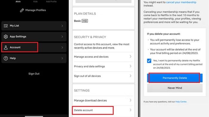 Cách xóa tài khoản Netflix trên ứng dụng Android và iOS
