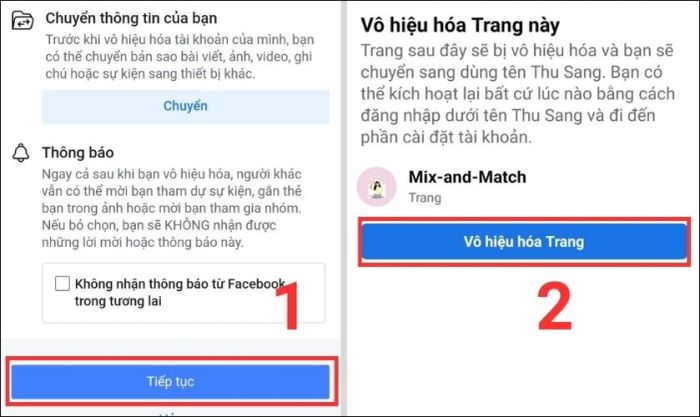 Hướng dẫn vô hiệu hóa fanpage trên điện thoại