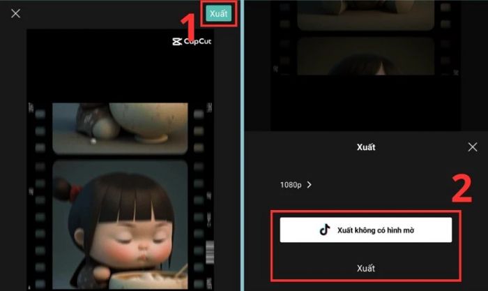 lựa chọn xuất video CapCut không có watermark